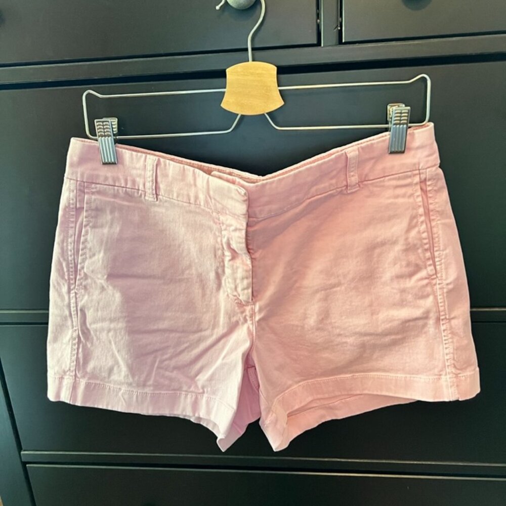 J. Crew Stretch Chino Shorts, light pink, size 8, 4" inseam